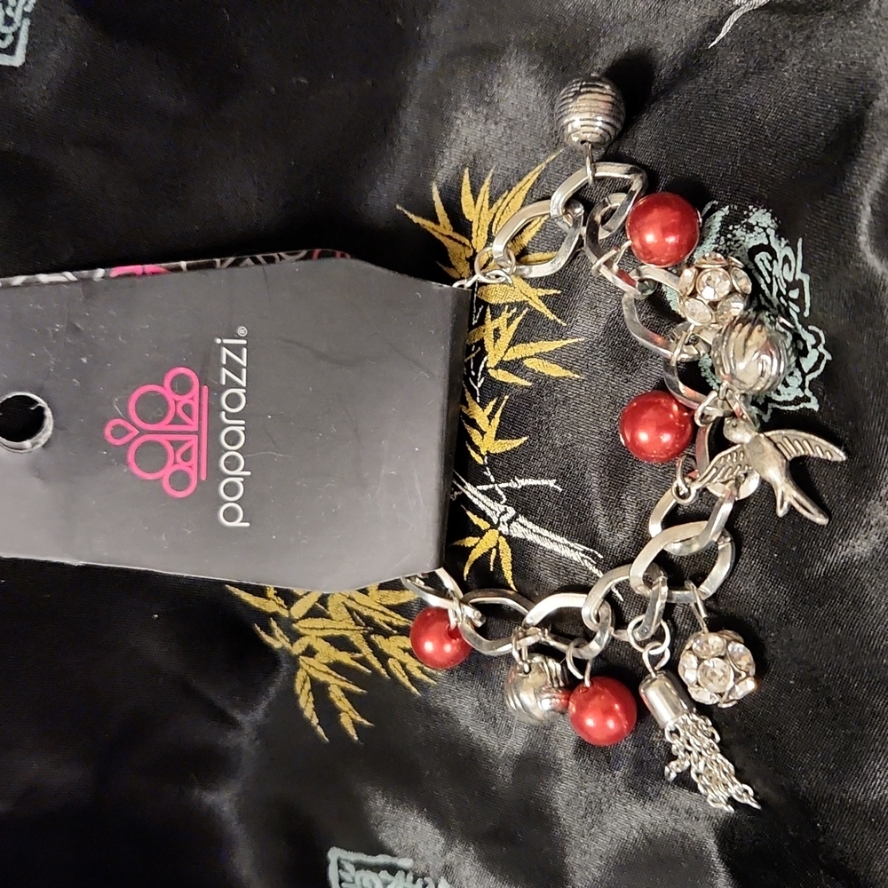 Paparazzi Red Pearl Charm Bracelet